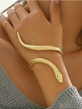 NEW Charmer Textured Gold Snake Wrap Bracelet Cuff